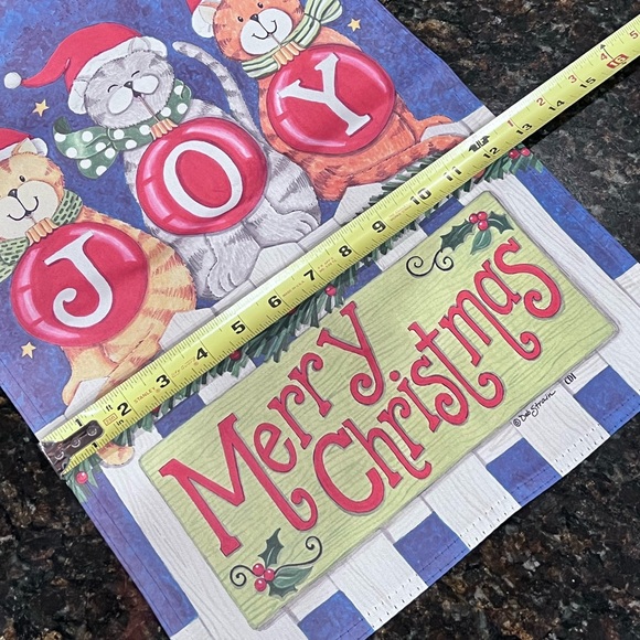 Deb Strain 3 Cats "JOY" Christmas Garden Flag - Picture 5 of 7